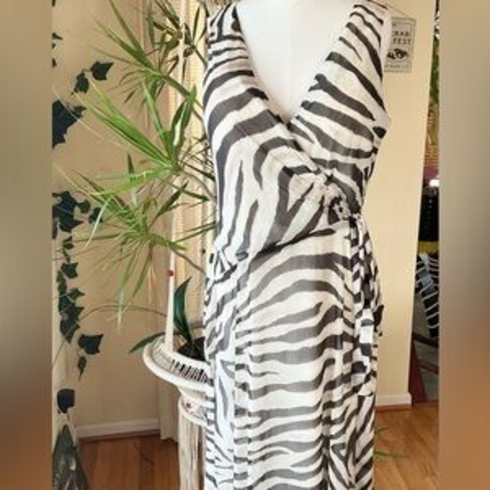 Ralph Lauren maxi dress print zebra size 10 in Cream - Picture 4 of 5